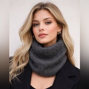 Balenciaga Mohair Metallic Knit Cowl Snood Neck Warmer Gray OS